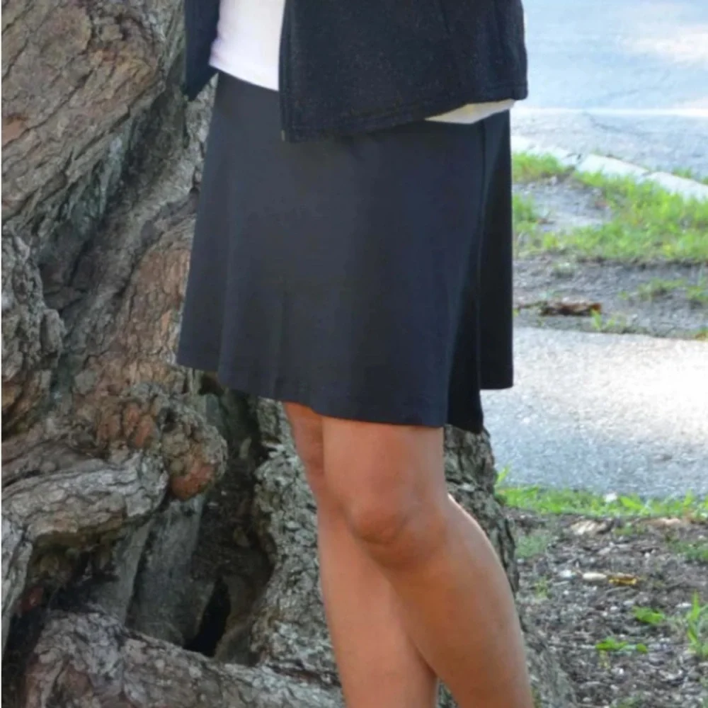 Dakini Stretch Tencel Modal Cotton A-Line Mini Activewear Skirt Black Travel-S
